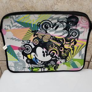 Disney Mickey Mouse Reversible Laptop Computer Sleeve Zip Case 2 For 1
